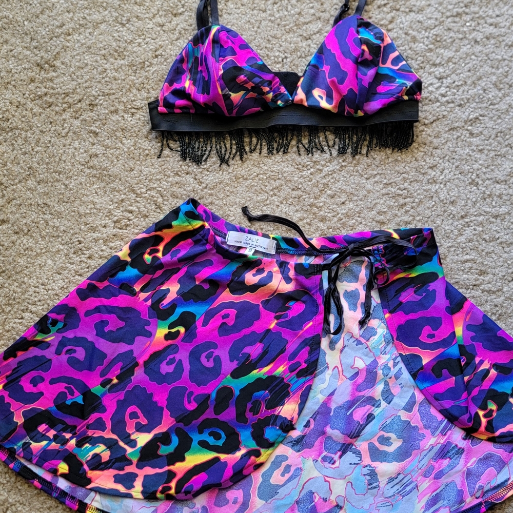 Vibrant Multicolor Bikini Set with Fringe